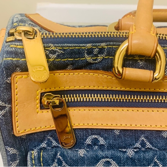 Louis Vuitton 2005 blue monogram denim Neo speedy handbag M95019 A++ Conditionπ - Picture 11 of 12